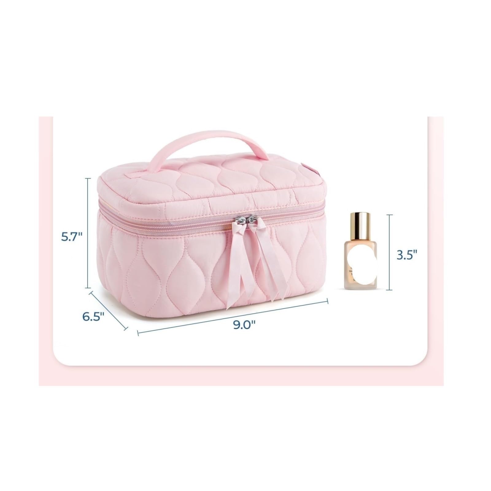 RUVOO Portátil para Viaje Bolsas Bolsa De Cosméticos De Viaje, Bolsa De Cosméticos Acolchada Esponjosa, Bolsa De Maquillaje For Mujer, Bolsa De Aseo Organizador Maquillaje(Pink)
