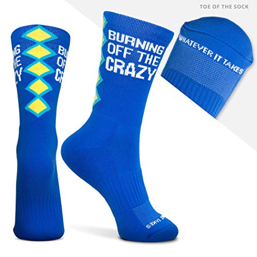 Gone For A Run Inspirational Athletic Running Socks | Mid-Calf | Burn Off The Crazy | Light Blue #TOP1