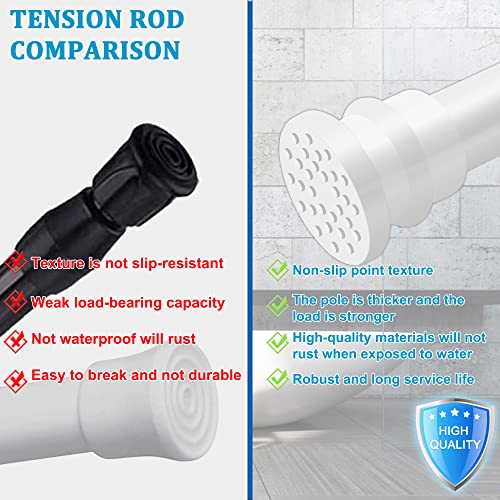 Image of Tension Curtain Rod 33 to 59 Inches Adjustable Extension Spring Tension Rods No Drilling Curtain Rod for window, Bedroom, Doorway, Closet, 1 inch Diameter, White