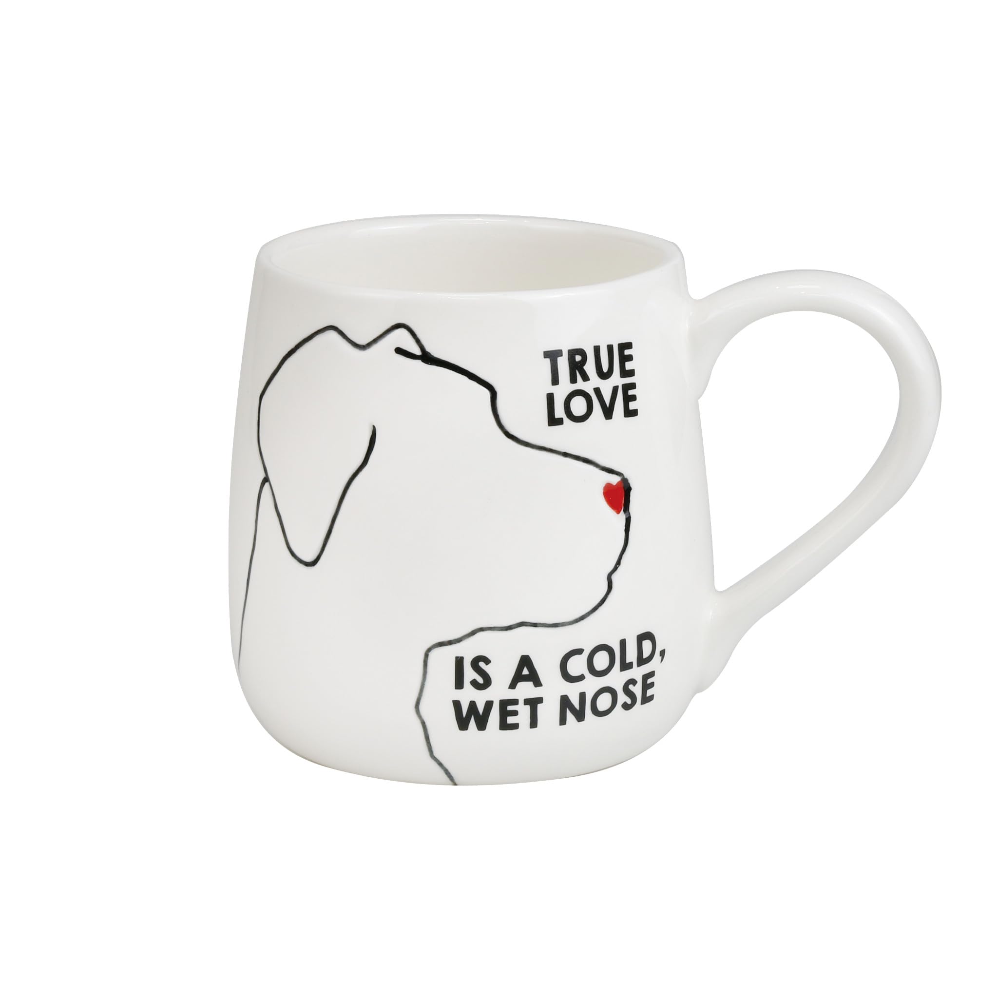 Enesco Our Name is Mud Pets True Love Dog Cold Wet Nose Etched Coffee Mug, 16 Ounce, White