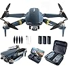 2650 ft Long Range Super Endurance Foldable Drone with Camera for Beginners–60+ min Flight Time, WiFi FPV Quadcopter with 4K HD Camera, Brushless Motor, Auto Hover, Follow Me (3 Batteries)