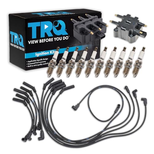 TRQ Ignition Coil & Spark Plug Kit Iridium 13 Piece Compatible with 1997-2003 Dodge Ram 2500 V10 8.0L 1997-2003 Dodge Ram 3500 V10 8.0L
