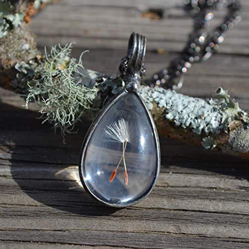 Handmade Dandelion Seed Wish Pendant Necklace For Women, Keepsake Jewelry Gift Idea, Quality Glass Not Resin, #TOP3
