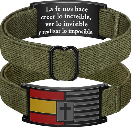 Pulsera España Militar-Pulseras de hombre elásticas con cierre ajustable hasta...