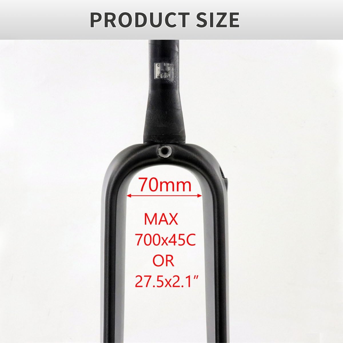 Starre Carbonfasergabel für Gravelbike 700C, 1-1/2" konischer Gabelschaft, 12x100 mm Steckachse, Gabelschaft-Außendurchmesser: 28,6 mm.