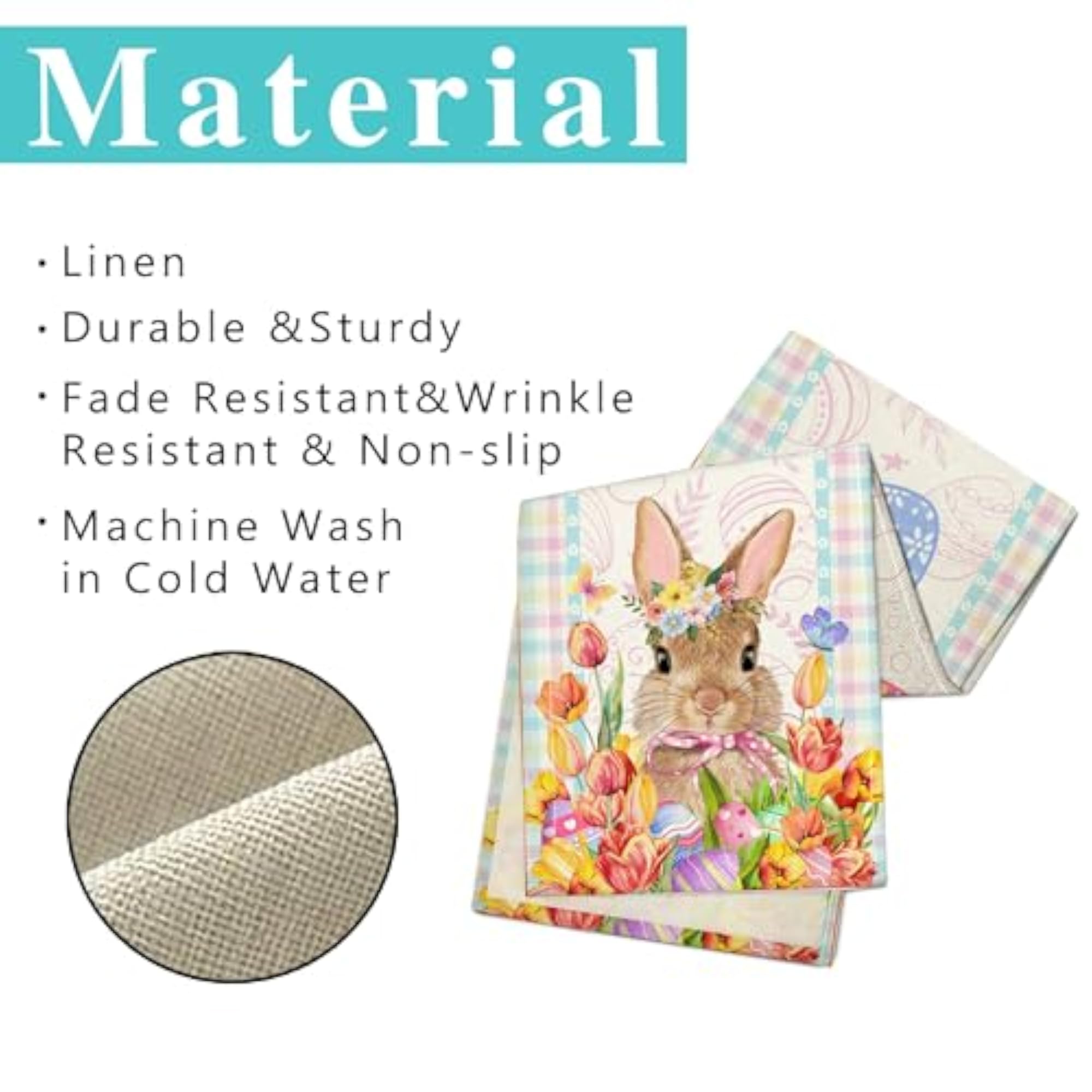 Easter Table Runner 72 Inch Bunny Eggs Decor for Kitchen Dining