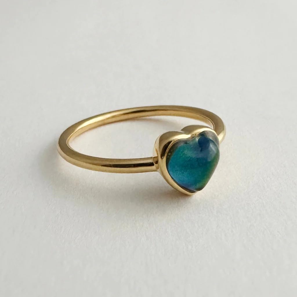 Honeycat Heart Mini Mood Stone Color Changing Ring | Minimalist Fun Dainty Jewelry