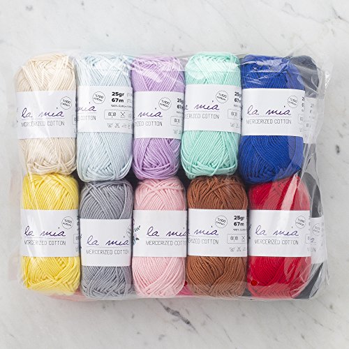 La Mia 20 Skein 100% Mercerized Cotton Mini Yarn For Knitting And Crochet, Total 17.6 Oz Each 0.88 Oz (25G) / 73.2 Yrds (67M), Yarnweight: 3 Dk, Assorted Colors Yarn #TOP3