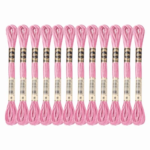 Image of PATIKIL 12 Skeins Embroidery Floss, Polyester Embroidery Threads Bracelets String for Cross-Stitch Hand Embroidery, Pink