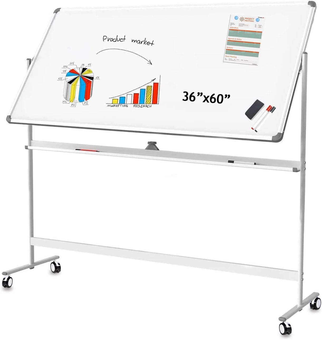 Mobile whiteboard, Dry Erase Board 36 x 59 Inches Large