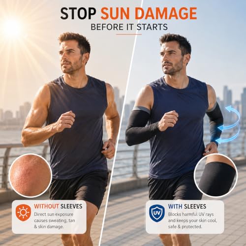 Image of PulGos ๐๐๐๐๐ UV Protection Cooling Arm Sleeves for Men &Women | Quick Dry & Breathable ๐๐ฎ๐ง๐๐ฎ๐ซ๐ง Protection Hand Sleeves for boys | SUMMERS MUST- HAVE Hand Gloves for Bike Riding & Cycling