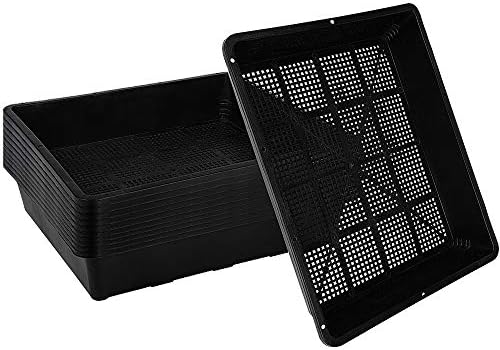 10-Pack Seed Starter Trays , 15”x12” Plastic Plant Trays Garden Mesh Bottom Seed Starter Kit for Seedlings, Plants,Flowers,for Microgreens, Soil Blocks, Wheatgrass, Hydroponic and Fodder Systems
