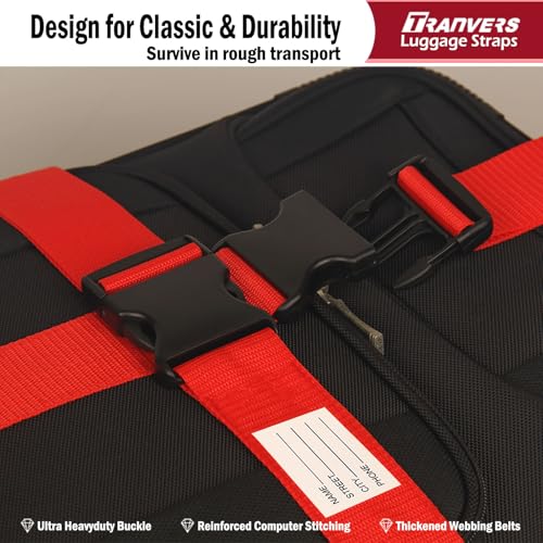 TRANVERS Adulto Unissex Correias de Bagagem para Mala Cinto de Viagem Extralong Ajustável 4 Unidades