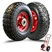 TECHZOCO Ruedas de carretilla inflable, Rueda Carros de Almacén, Rueda neumática, Llanta de Acero, Diámetro 250 mm, Ancho de banda 70 mm, Diámetro buje 20 mm, Soporta hasta 140 Kg, 2 Unidades
