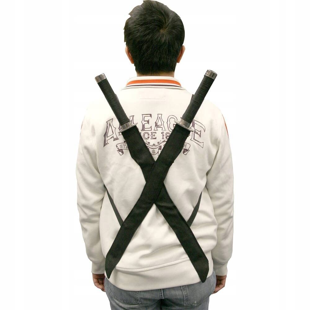 Un set di 2 spade Katana Ninja non affilate in vero metallo acciaio 2 spade in un samurai con fodero per il trasporto sulla schiena HK-1456