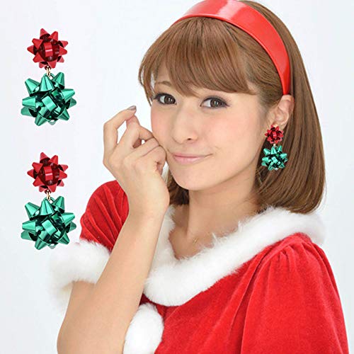 Cealxheny Christmas Earrings For Women Festive Bow Drop Dangle Earrings Gift Stud Earrings Set For Girls (A Red+Green) #TOP1
