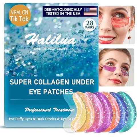Miniling 28 Pairs Collagen Eye Masks, Reduce Wrinkles Under Eye Patches for Puffy Eyes, Dark Circles, Eye Bags, Natural Collagen Eye Gels Pads Face Moisturizer for Women Men Cover