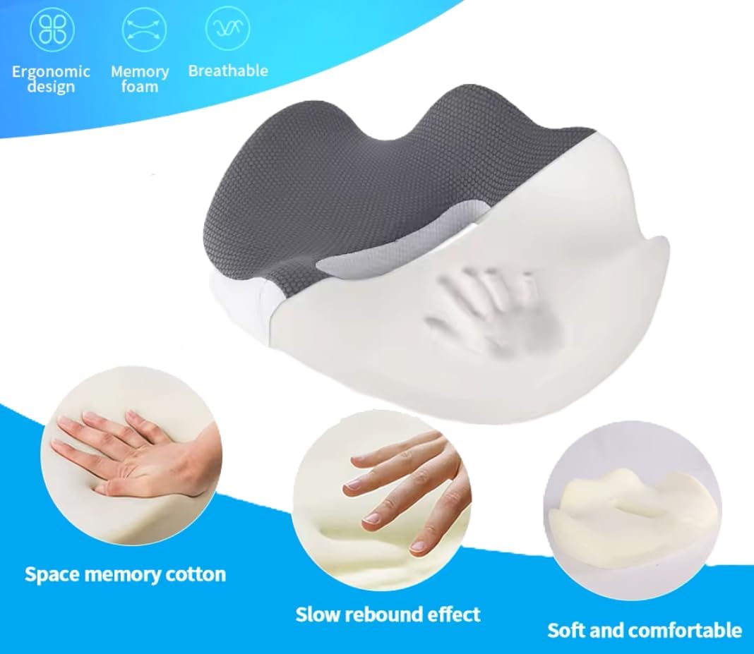 Home & Travel Gear Memory Foam Seat Cushion for Office Chair & Car – Ergonomic Support for Comfortable Sitting – Non-Slip, Breathable, Washable Cover