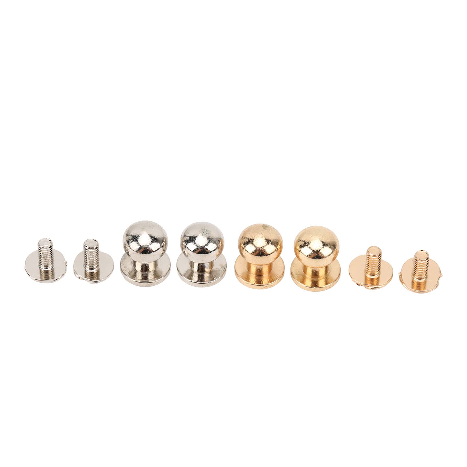 200 juegos de remaches monje de 9 x 8 mm, ligeros, de cobre puro, con cabeza redonda, para manualidades en cuero, ropa, zapatos y bolsos; remaches decorativos de metal con acabado (Oro Plata)