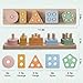 PEBIRA Montessori Toys for 1 2 Year Old, Wooden Sorting and Stacking Toys for Toddlers, Baby Shape Sorter and Color Stacker Blocks for Toddler, Preschool Learning Toy, Gift for 12-18 Month Boys Girls