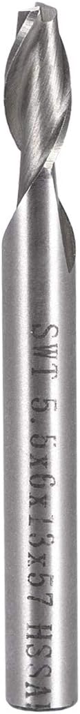 uxcell 5.5mm Cutting HSS-AL Spiral Drill Bit Straight End Mill Cutter 2 Flute with 6mm Shank