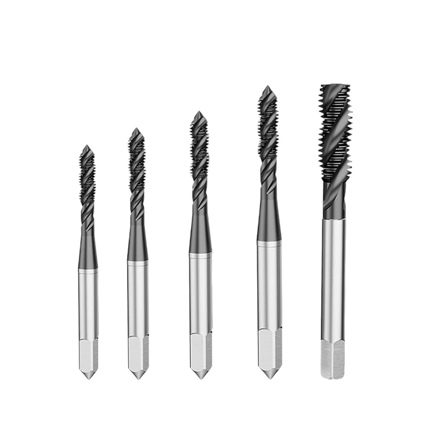 M35 Black Tap Set, Special-Purpose Spiral Flute Taps for Stainless Steel(5pcs)