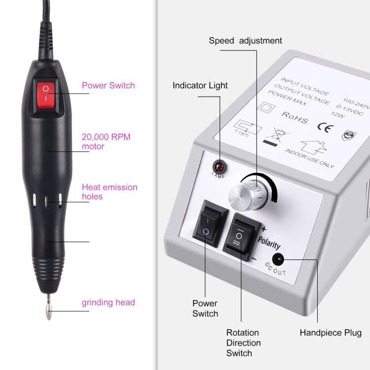 Electric Nail Drill Machine Nail File Drill Set Kit for Acrylic Nails, Gel Nail, Nail Art Polisher Sets Glazing Nail Drill Manicure Pedicure by Buycitky (Rose)