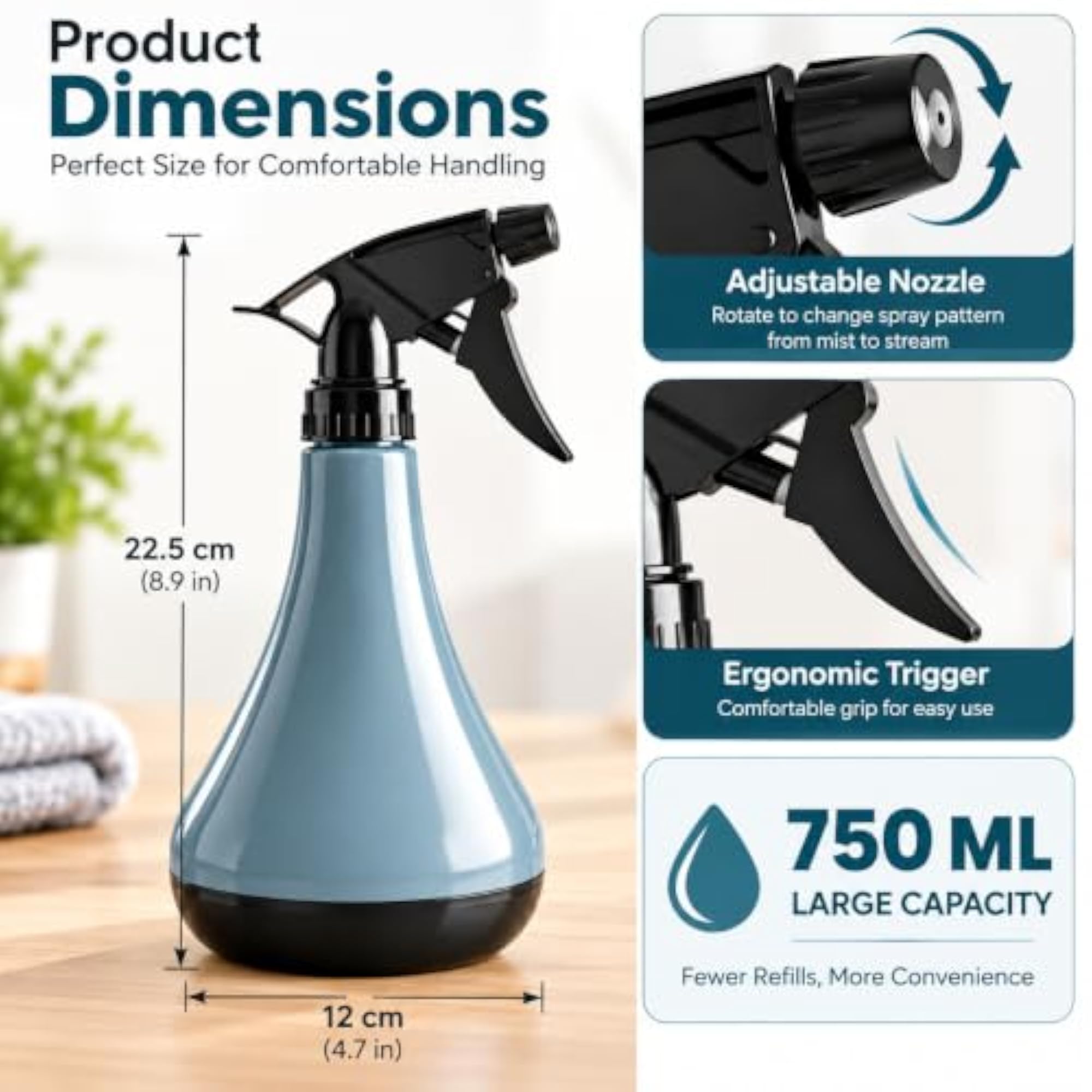 750 ML Water Mister Bottle for Plants and Home Care
