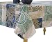 Elrene Home Fashions Vinyl Tablecloth with Polyester Flannel Backing Paisley Scroll Easy Care Spillproof, 60"x120", Taupe Blue Green