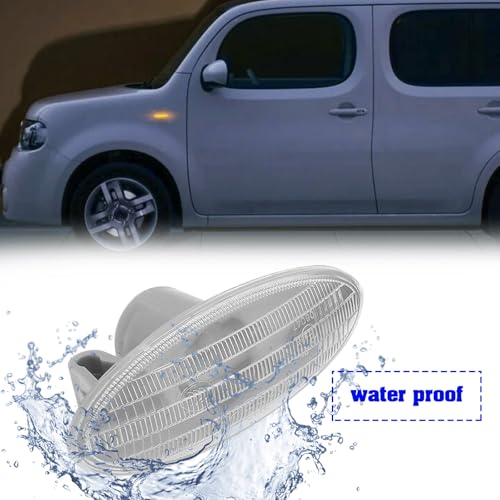 YINETTECH 2x Seitenblinker 26160-8990A Kompatibel mit Nissan Micra Qashqai Note Leaf Cube Repeater Light Lens