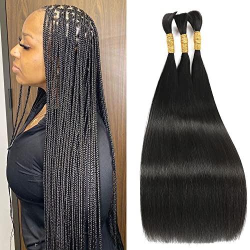 Micro Braiding Hair Human Bulk Hair Straight 20 Inch 200G 4Bundles Virgin Human Braiding Hair For Micro Braids Hair No Weft Human Hair Braids Extension(Natural Color)… #TOP6