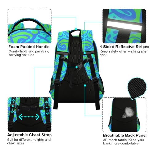 Blue-green Tie-dye backpacks in bulk for kids with chest clip books bag for middle school mochilas para ni?os4