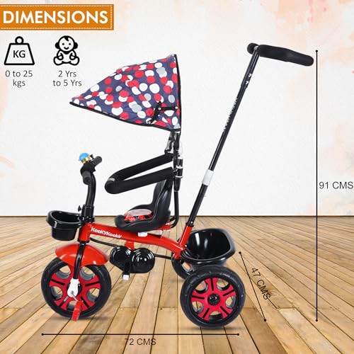 Image of AMARDEEP Baby Tricycle Rhodeo| Bis Approved Baby Tricycle - Safe, Stylish, And Sturdy | Plug And Play Assembly | Supports Up To 30 Kgs | Your Child's First Adventure On Wheels! (Red)