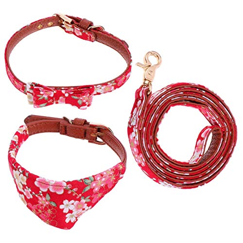 POPETPOP Conjunto de Coleira de Bandana para Cães - Conjunto de Coleira E Trela para Cães Bandana E