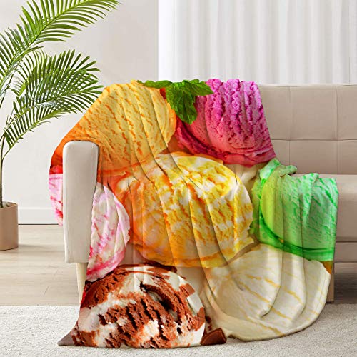 Arnovic Ice Cream Flannel Throw Soft Blanket For Couch Sofa Home Decor Blankets For Couch, Bed, Sofa Luxurious Warm And Cozy For All Seasons 50X40 Inch For Child #TOP21