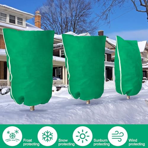 Vincreem 1 Pcs 13 x 13 ft Plant Covers Freeze Protection Extra Large Frost Cloth Plant Covers with Zipper Drawstring Winter Cold Weather Frost Blankets for Outdoor Palm Fruit Tree and Shrubs (Green) by Vincreem - Image 4