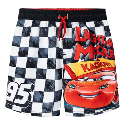 Disney Cars Lightning McQueen Toddler Boys Swim Trunks UPF 50+ Black/White 3T