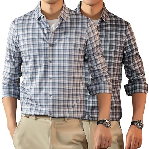 Image of Lymio Men Shirt | Checkered Button Down Shirt for Men | Slim Fit Casual & Semi-Formal Shirts for Man | Textured Long Sleeve | Office & Weekend Ready (Packs Also Available) (Small-Checks)