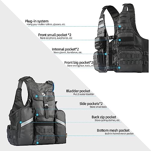 Rhinowalk Colete de fotografia de pesca com vários bolsos, jaquetas ao ar livre para caça, caminhada
