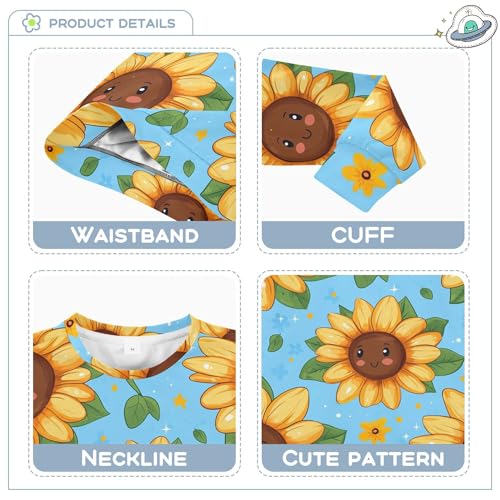 JUNZAN Cartoon Cute Sunflowers Kids Girls Sweatshirts Hoodies Crewneck Sweatshirt With Hoodie Sports 4T3
