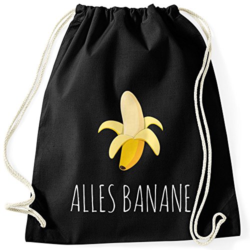 MoonWorks Cooler Turnbeutel Banana Banane Hipster Cool Sportbeutel Schwarz unisize