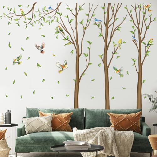 Family Tree Wall Sticker Green Leaf Birds Wall Art Decor