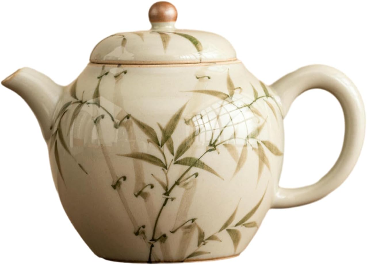 140Ml/5oz Emerald Green Tea Home Teapot, Ceramic Kung Fu Tea with Filter Single Pot - Cloud Top Teapot [ Box Package]