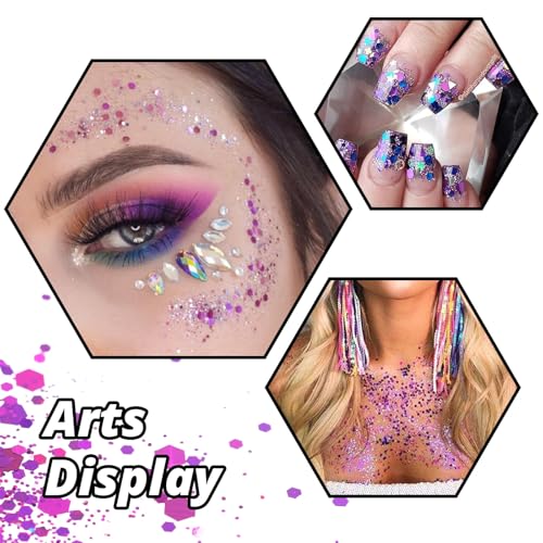 image for HTVRONT Holographic Purple Glitter - 100g/3.53oz Chunky Glitter for Cr