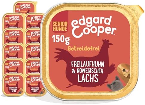 Edgard & Cooper Nassfutter für Senior Hunde, (Lachs & Huhn, 150 x 11), Getreidefrei, natürliche Zutaten und frisches Fleisch, voller essentieller Aminosäuren