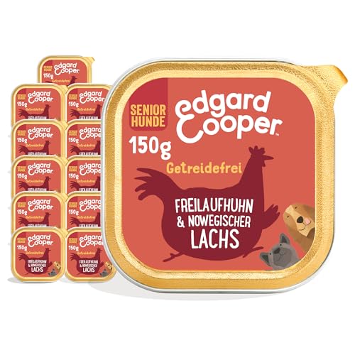 Edgard & Cooper Nassfutter für Senior Hunde, (Lachs & Huhn, 150 x 11), Getreidefrei, natürliche Zutaten und frisches Fleisch, voller essentieller Aminosäuren