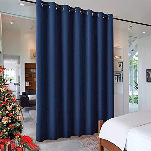 Image of RYB HOME Room Partition Curtains Privacy Blackout Drapes Energy Efficient Odor Reducing Home Decoration for Dorm Studio Office Space, 8 ft Tall x 10 ft Wide, Navy Blue, 1 Panel