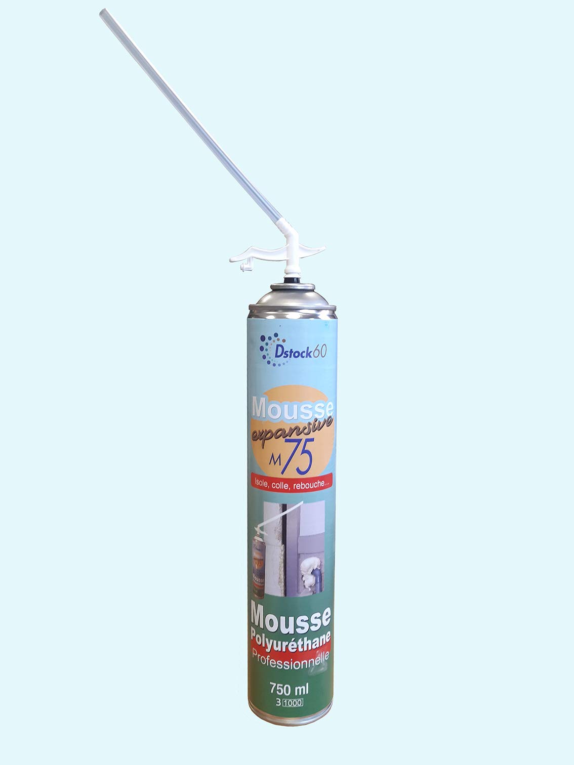 DSTOCK60 - LOT DE 48 MOUSSES EXPANSIVES MANUELLES 750ML - MOUSSE POLYURETHANE PROFESSIONNELLE - ISOLE, COLLE, REBOUCHE - EXTERIEUR ET INTERIEUR