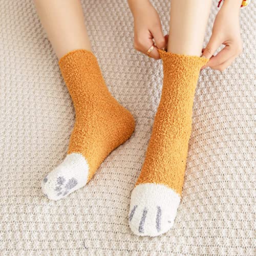 Kit 4 Pares Meias Felpuda Termica Pata de Gato Inverno Super Macias Meias Fofas