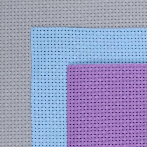 Image of KCS 3 pc of 15 inch x 18 inch(38cmx45cm) 11 Count Cross Stitch Cotton Aida Cloth Needlework Rolled Fabric Box,11CT,Light Grey+Light Blue+Lavender